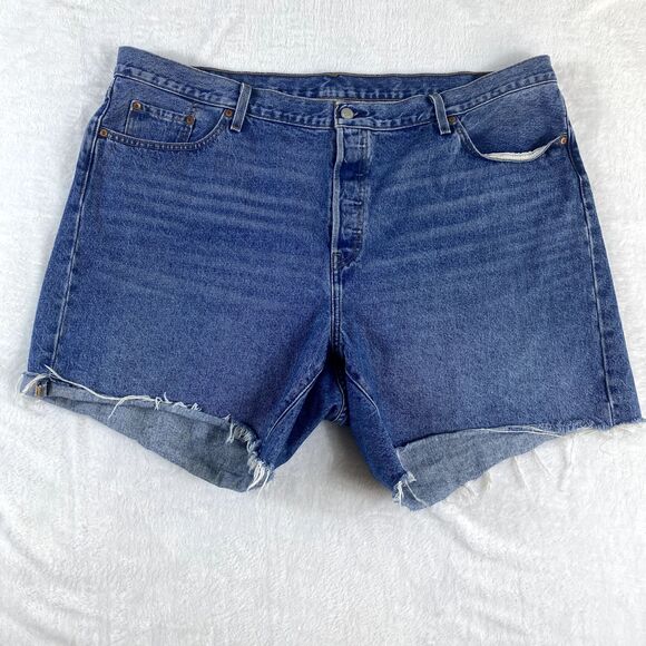 Levi's Denim Shorts Women Sz 22W Cut Off Big 'E'‎ Button Fly - Picture 1 of 12